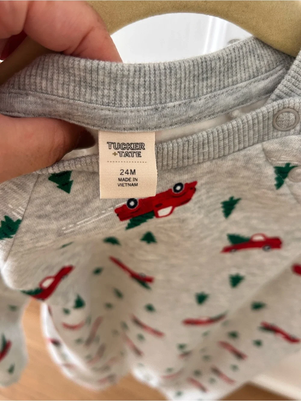 Tucker + Tate Gray One-Piece with Red Truck & Green Tree Print